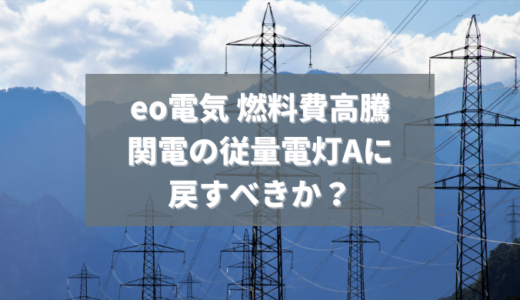 eo電気、燃料費高騰で”関西電力の従量電灯A”に戻すべきか？